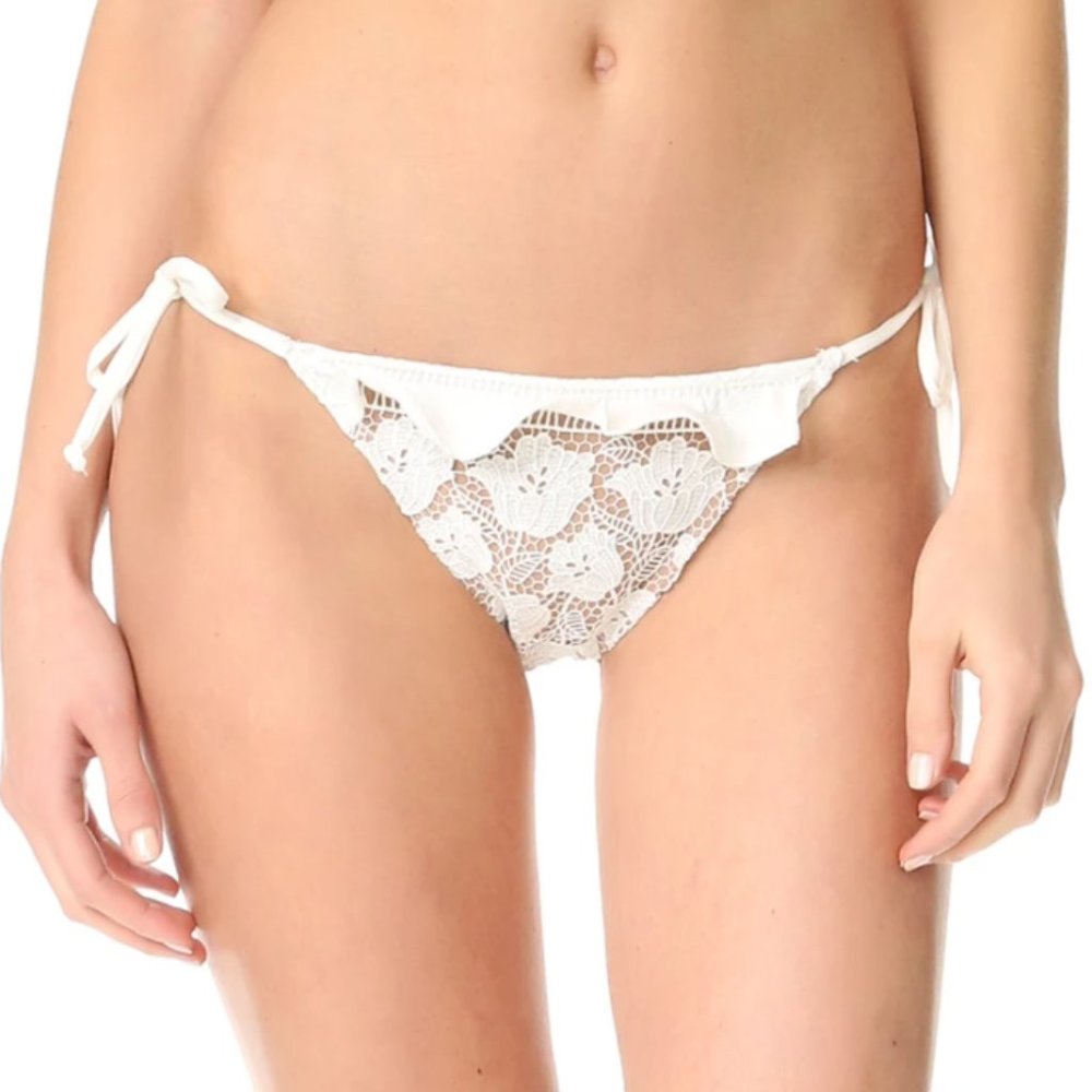 NWT For Love & Lemons Corsica Lacey Ruffle Bikini Bottom Size M